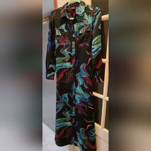INC International Concepts Vibrant Swirl Long Sleeve Dress